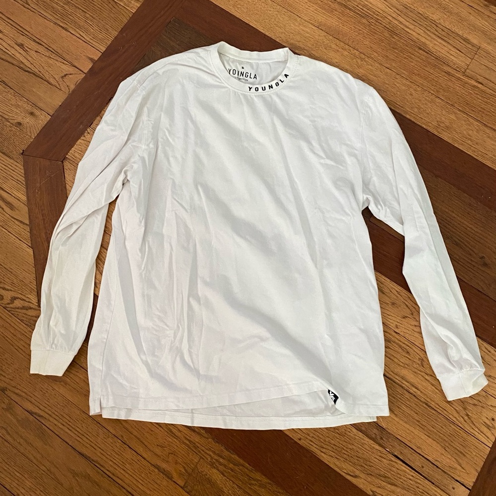 YoungLA White Long Sleeve Tee Casual Crew Neck